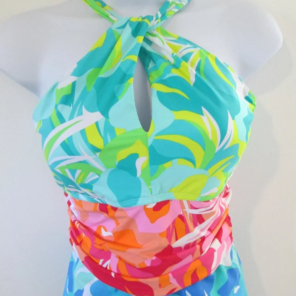 Bleu by Rod Beattie High Neck Cutout Detail Swimsuit NWT Sz 12 - Picture 4 of 9